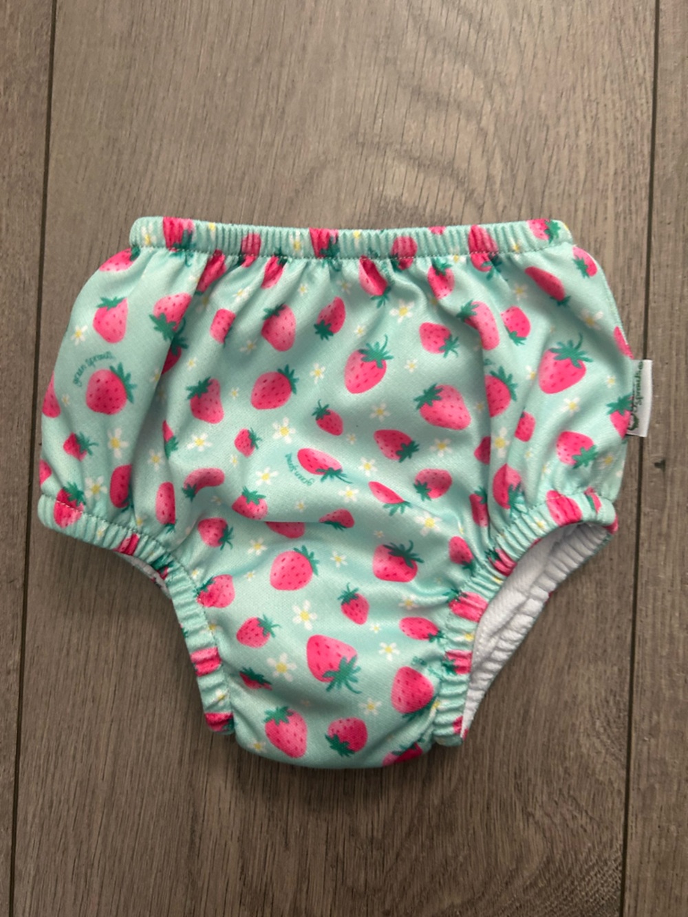 Green Sprouts Reusable Eco Swim Diaper in a strawberry print -Sz: 6 months